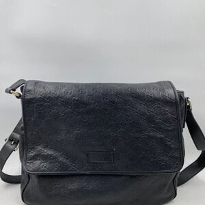 Gucci Black Leather Messenger Bag